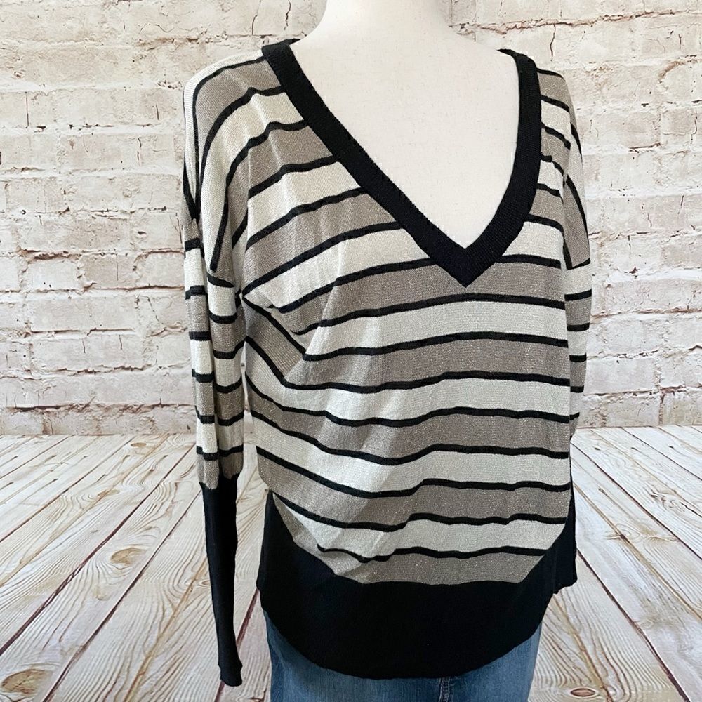 Chaser striped metallic dolman sweater
